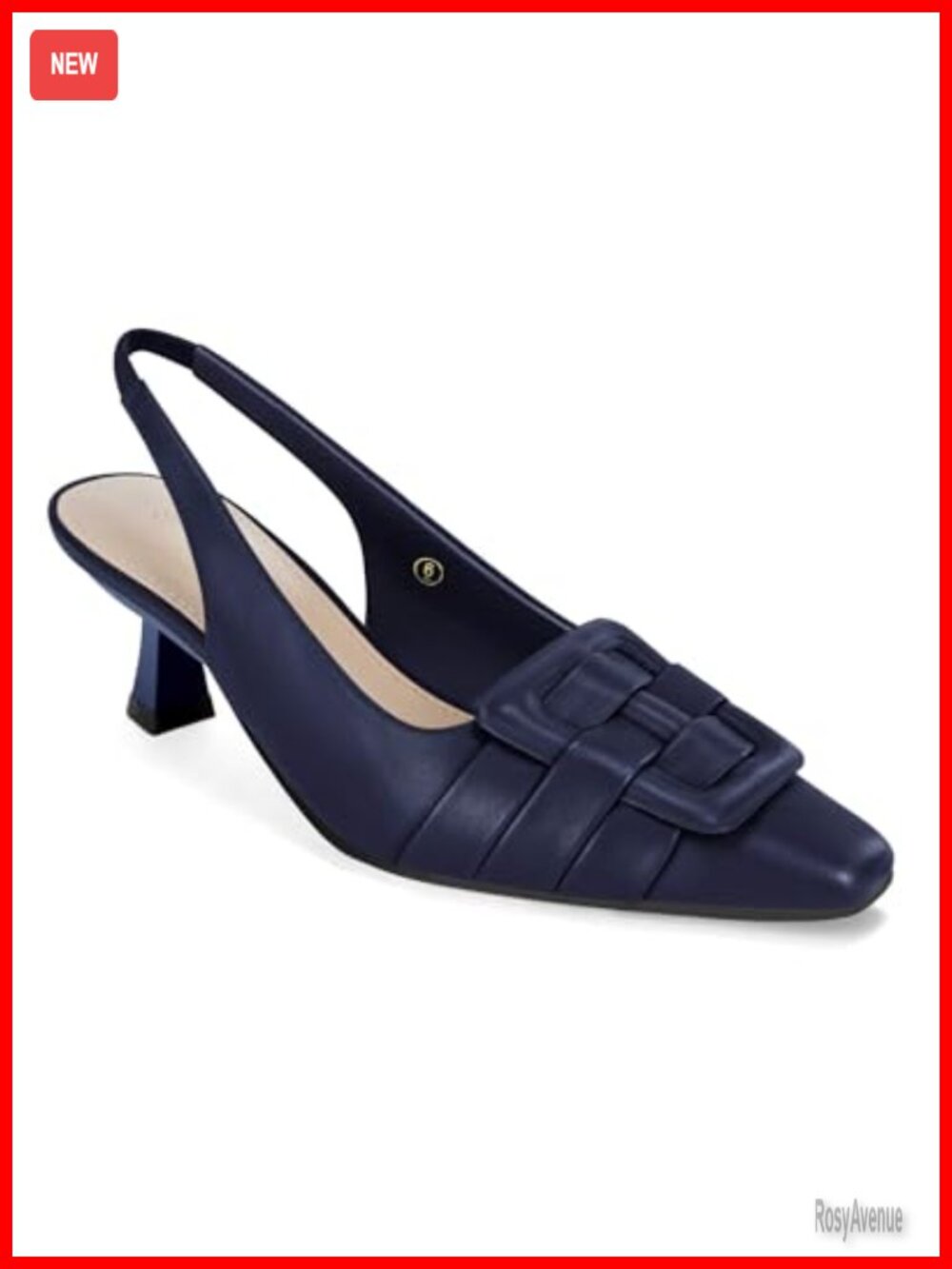Womens Slingback Kitten Heels Pointed Toe Faux Leather Pumps